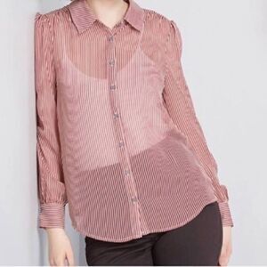 ModCloth Be Buzzworthy Striped Button-Up Top